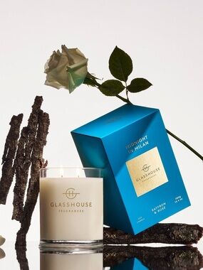 Glasshouse Fragrances Midnight in Milan Saffron & Rose Candle 🌹 NWT